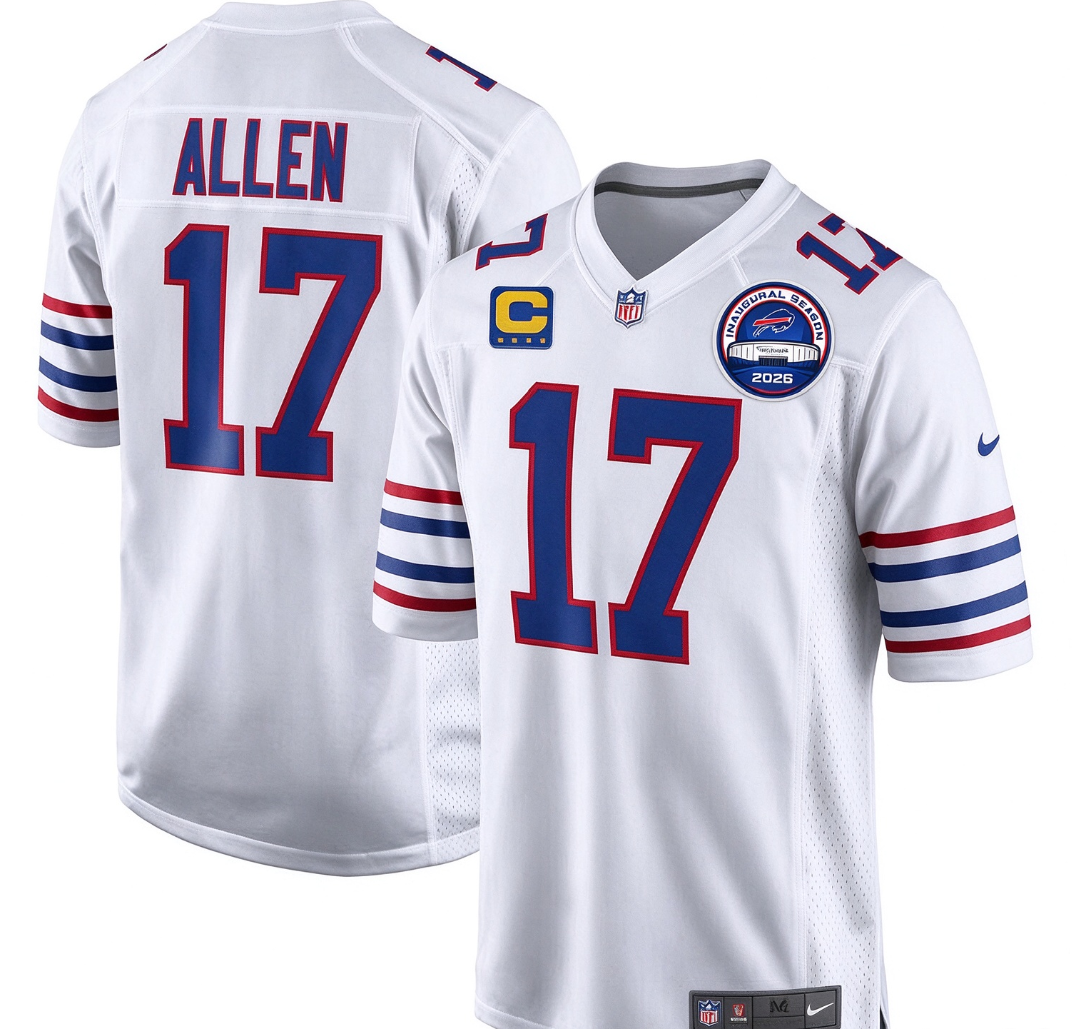 Men's White Buffalo Bills #17 Josh Allen Stitched Football Jersey