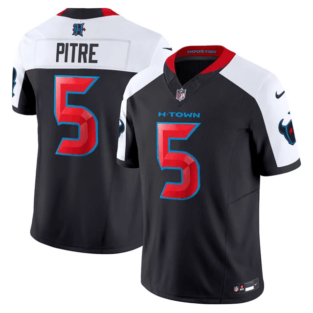 Men's White /Black Houston Texans #5 Jalen Pitre 2024 Vapor F.U.S.E. Limited Stitched Jersey
