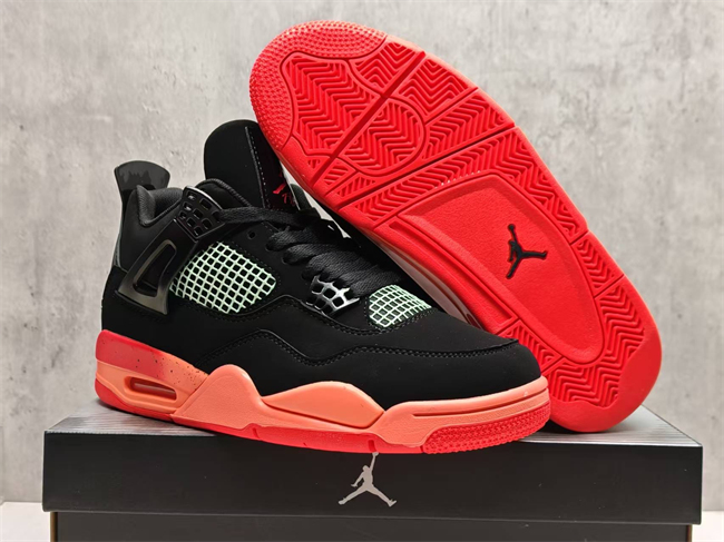 Women's Black/Red Running weapon Jordan 4 Shoes 065