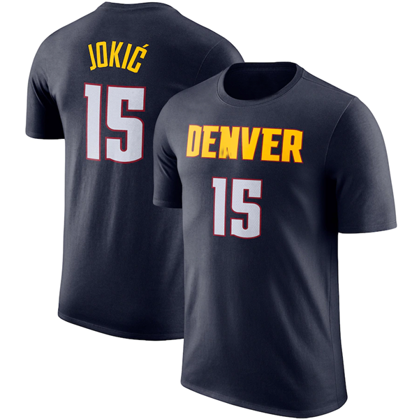 Men's Navy Denver Nuggets #15 Nikola Jokic T-Shirt