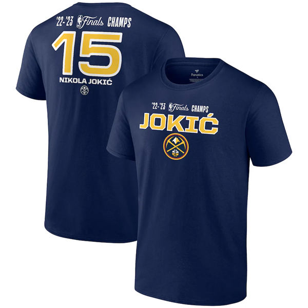 Men's Navy Denver Nuggets #15 Nikola Jokic Name & Number T-Shirt