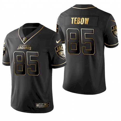 Men's Black Golden Edition Jacksonville Jaguars #85 Tim Tebow 2021 Stitched Jersey