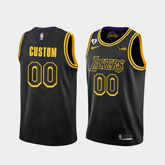 Men's Los Angeles Lakers Active Player Custom With Gigi Patch Stitched Black Jersey