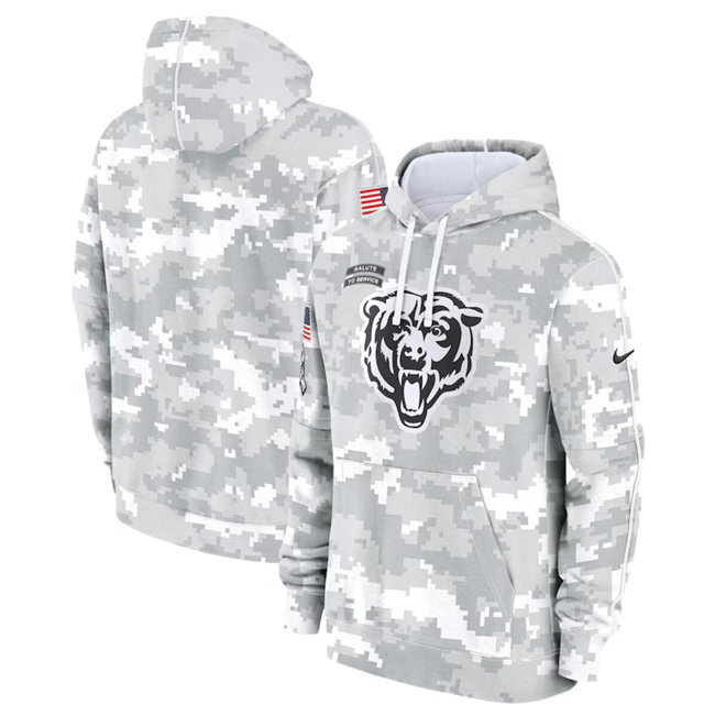 Men's Arctic Camo Salute Chicago Bears 2024 to Service Club Fleece Pullover Hoodie