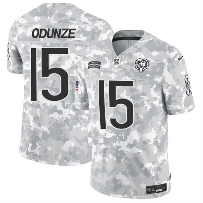Men's Arctic Camo Chicago Bears #15 Rome Odunze 2024 F.U.S.E Salute to Service Limited Stitched Football Jersey