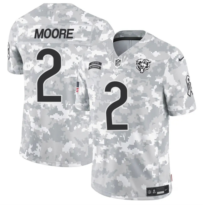 Men's Arctic Camo Chicago Bears #2 DJ Moore 2024 F.U.S.E Salute to Service Limited Stitched Football Jersey