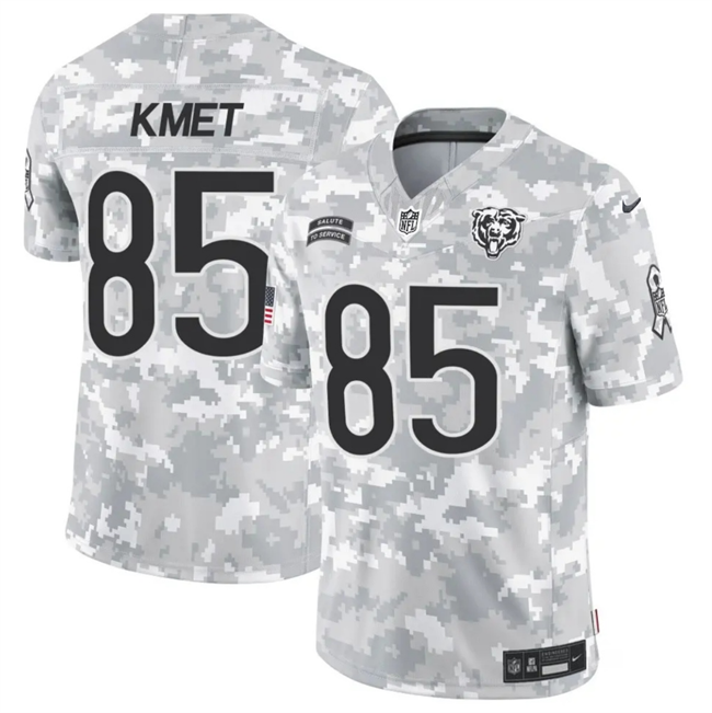 Men's Arctic Camo Chicago Bears #85 Cole Kmet 2024 F.U.S.E Salute to Service Limited Stitched Football Jersey