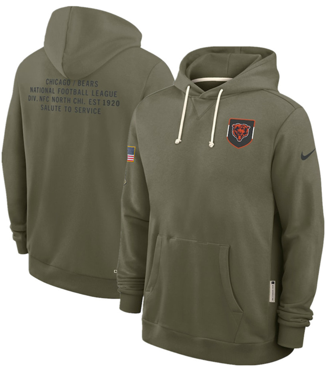 Men's Olive Chicago Bears 2025 Salute to Service Pullover Hoodie