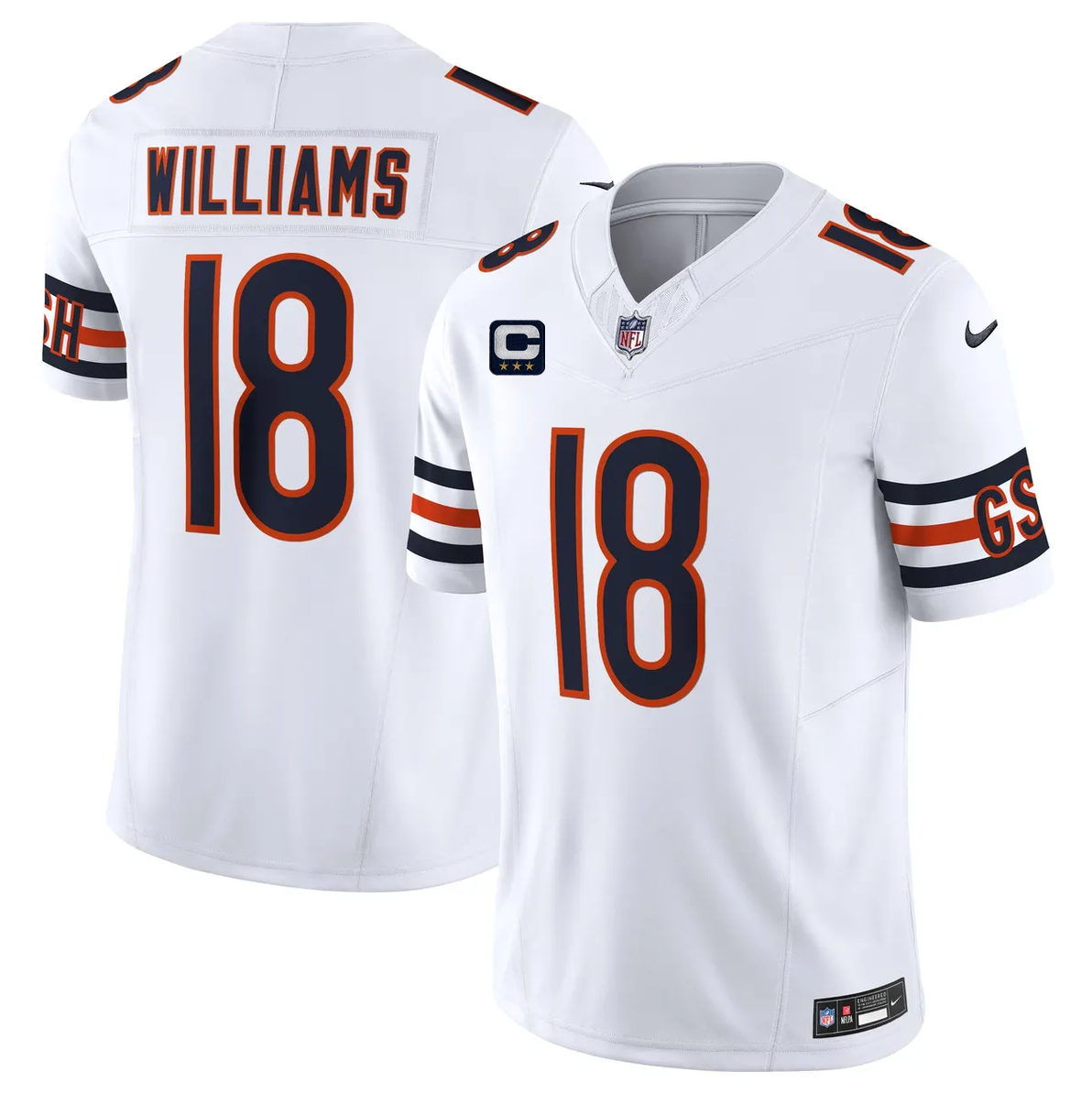 Men's White Chicago Bears #18 Caleb Williams 2026 F.U.S.E. With 3-star C Patch Vapor Untouchable Limited Stitched Football Jersey