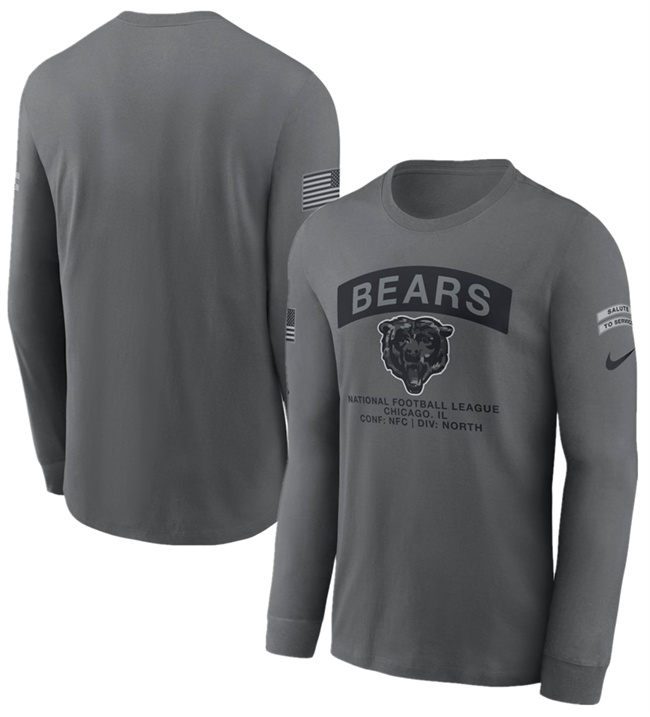 Men's Gray Chicago Bears 2026 Salute to Service Long Sleeve T-Shirt