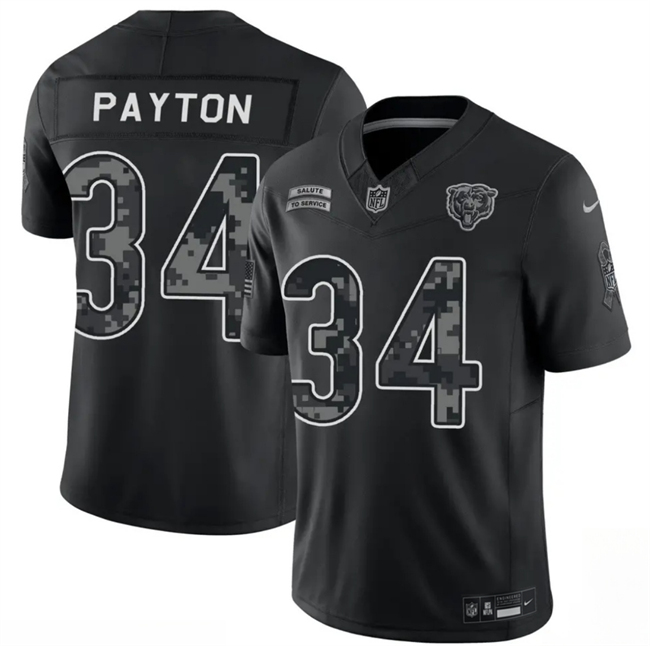 Men's Black Chicago Bears #34 Walter Payton F.U.S.E. 2026 Salute to Service Limited Stitched Football Jersey