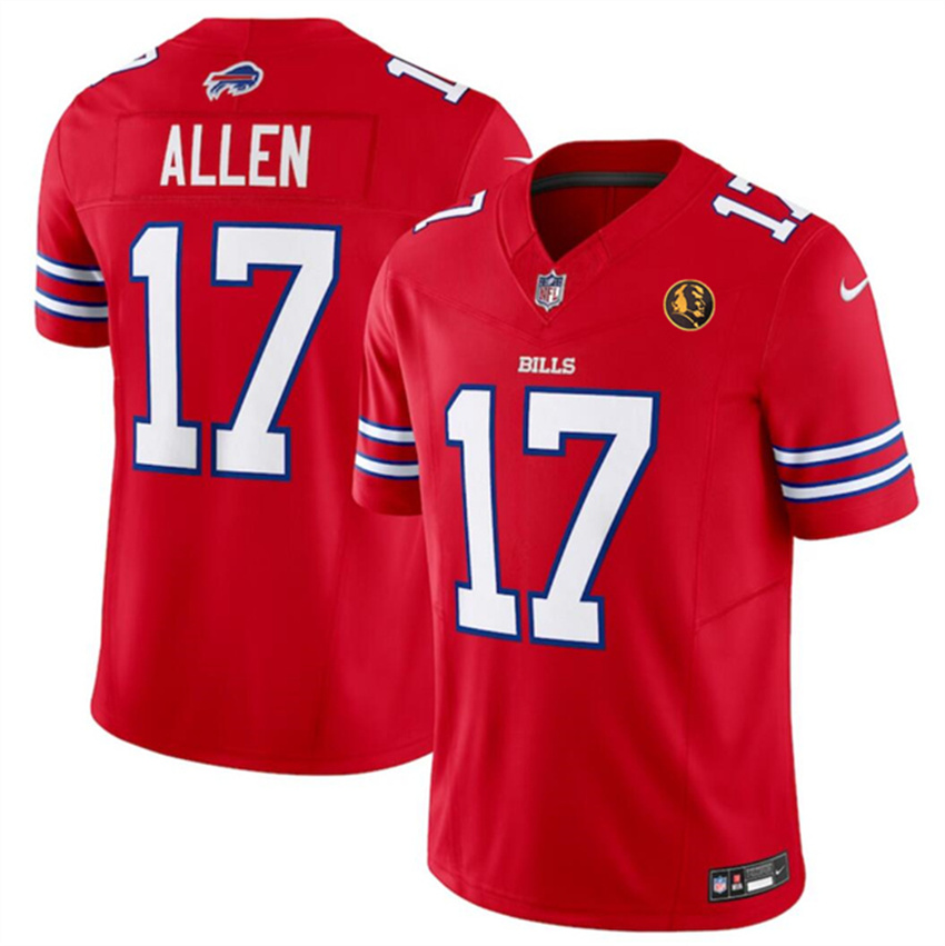 Men's Red Buffalo Bills #17 Josh Allen 2023 F.U.S.E. With John Madden Patch Vapor Limited Stitched Football Jersey