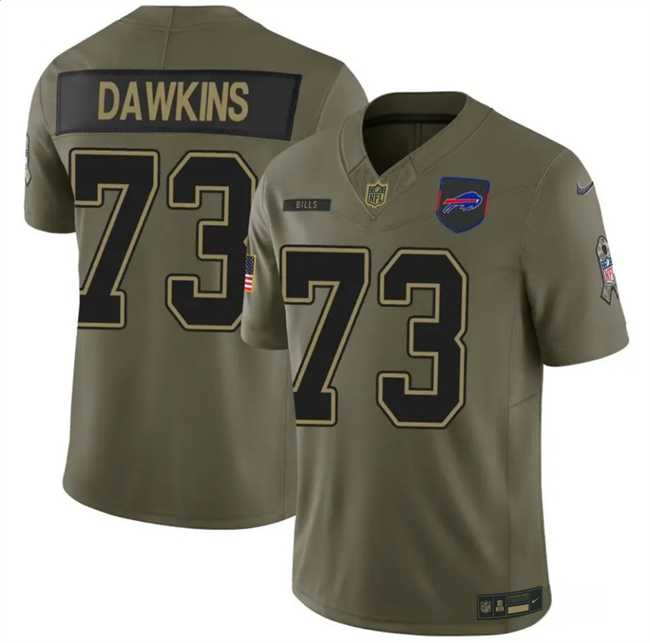 Men's Olive Buffalo Bills #73 Dion Dawkins 2025 F.U.S.E. Salute to Service Limited Stitched Football Jersey