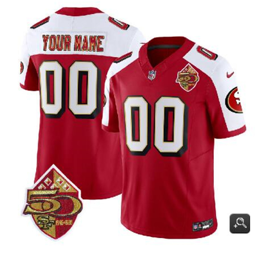 Men's Red/White San Francisco 49ers Customized 2023 F.U.S.E. 50th Patch Throwback Stitched Jersey