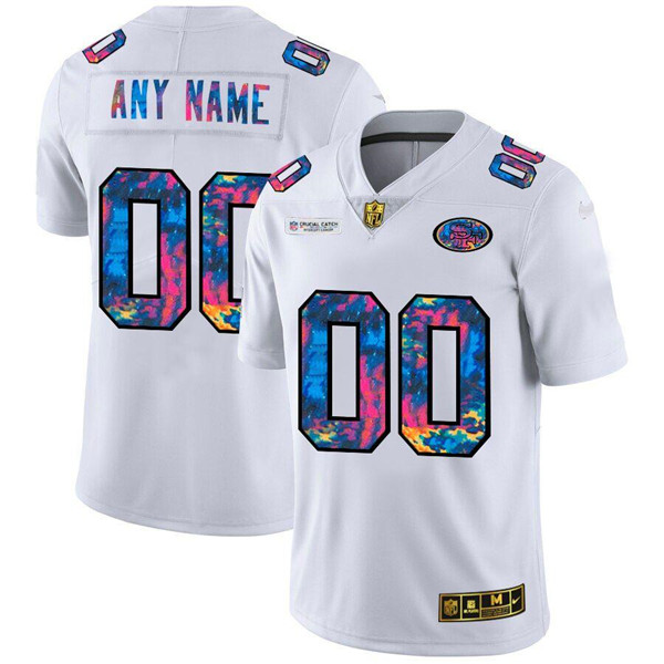 Men's San Francisco 49ers 2020 Customize White Crucial Catch Limited Stitched Jersey