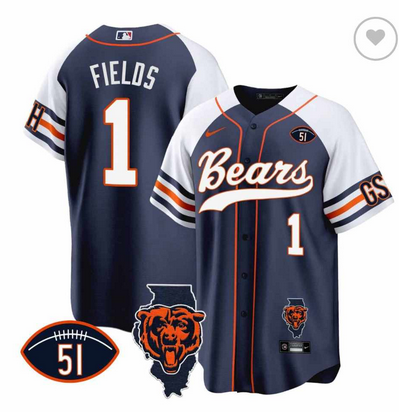 Men's Navy/White Chicago Bears Customized Baseball Jersey