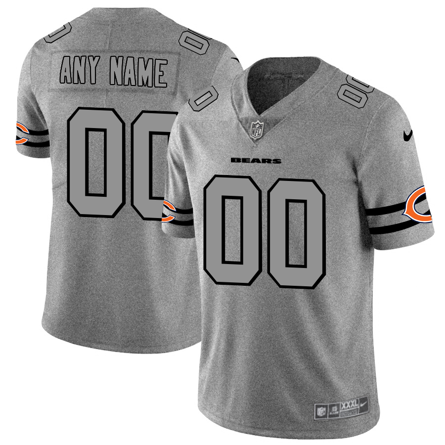 Men's Chicago Bears Custom Gray Gridiron II Vapor Untouchable Limited Football Jersey