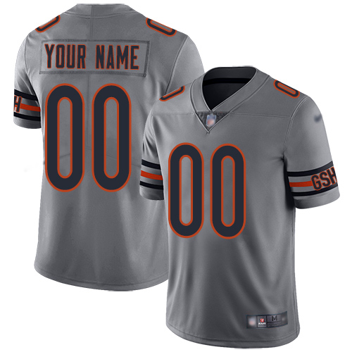 Men's Chicago Bears Customized Silver Stitched NFL Limited Inverted Legend Jersey