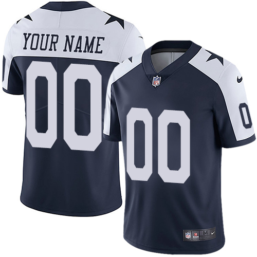 Men's Dallas Cowboys Customized Navy Blue Thanksgiving Stitched Vapor Untouchable Limited Throwback Football Jersey