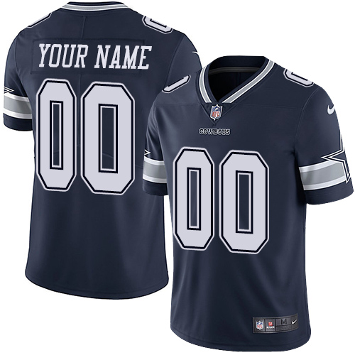 Men's Dallas Cowboys Customized Navy Blue Team Color Stitched Vapor Untouchable Limited Football Jersey