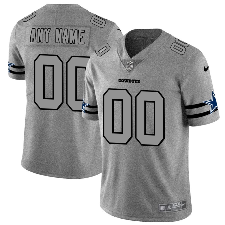 Men's Dallas Cowboys Custom Gray Gridiron II Vapor Untouchable Limited Football Jersey