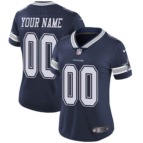 Women's Dallas Cowboys Customized Navy Blue Team Color Stitched Vapor Untouchable Limited Football Jersey