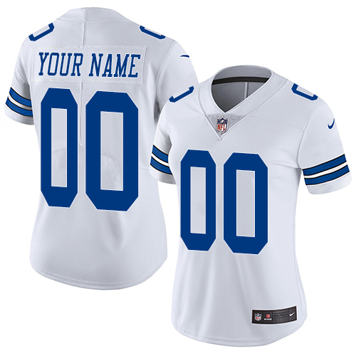 Women's Dallas Cowboys Customized White Stitched Vapor Untouchable Limited Football Jersey