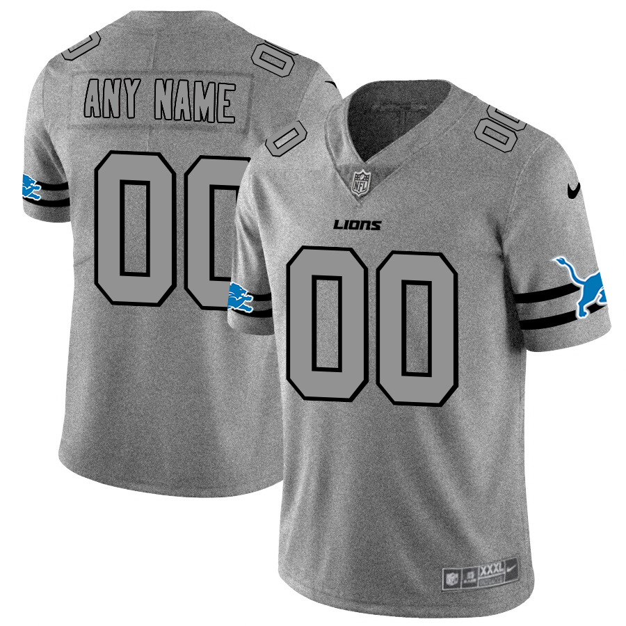 Men's Detroit Lions Custom Gray Gridiron II Vapor Untouchable Limited Football Jersey