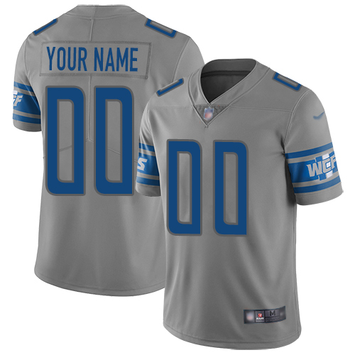 Men's Detroit Lions Customized Gray Stitched Football Limited Inverted Legend Jersey