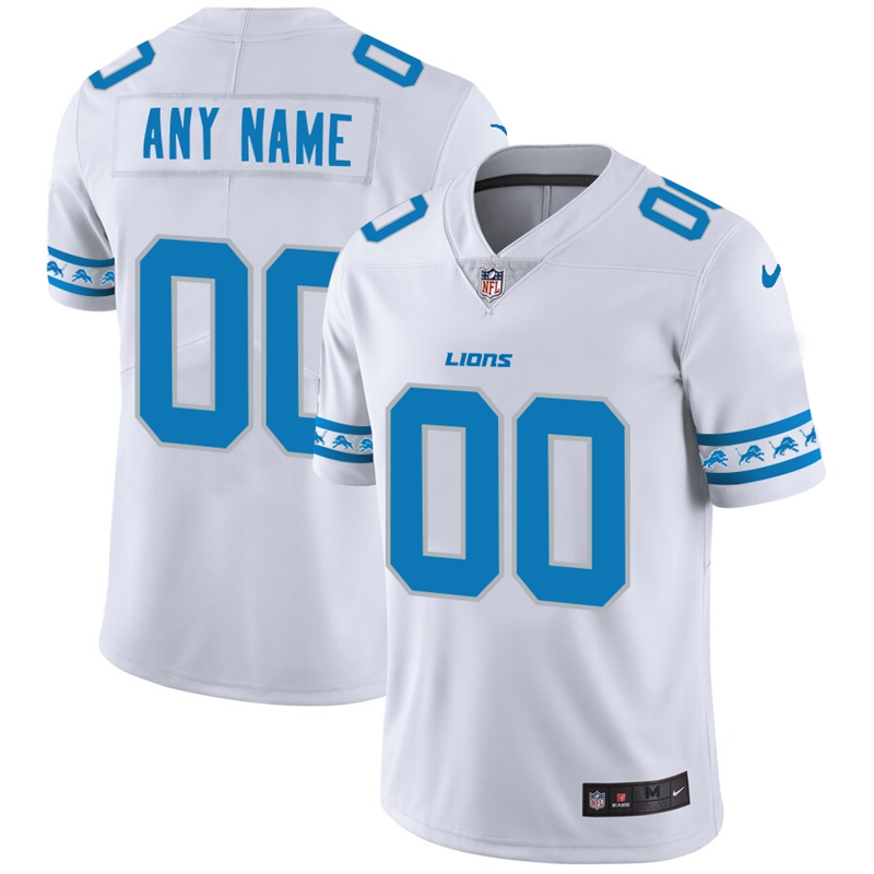 Detroit Lions Custom White Team Logo Vapor Limited Football Jersey