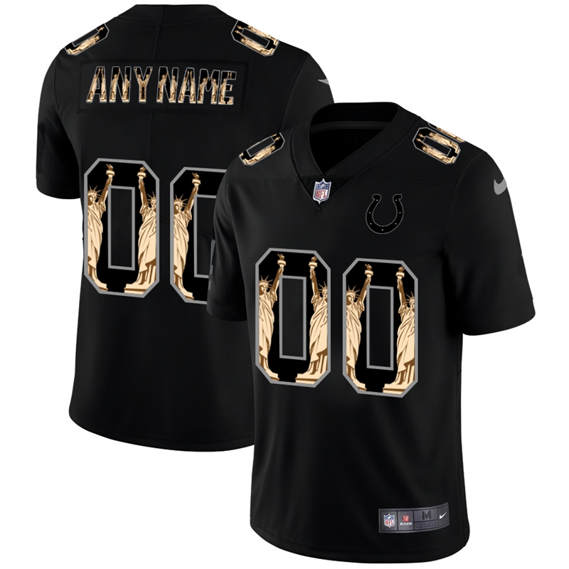 Indianapolis Colts Custom Carbon Black Vapor Statue Of Liberty Limited Football Jersey