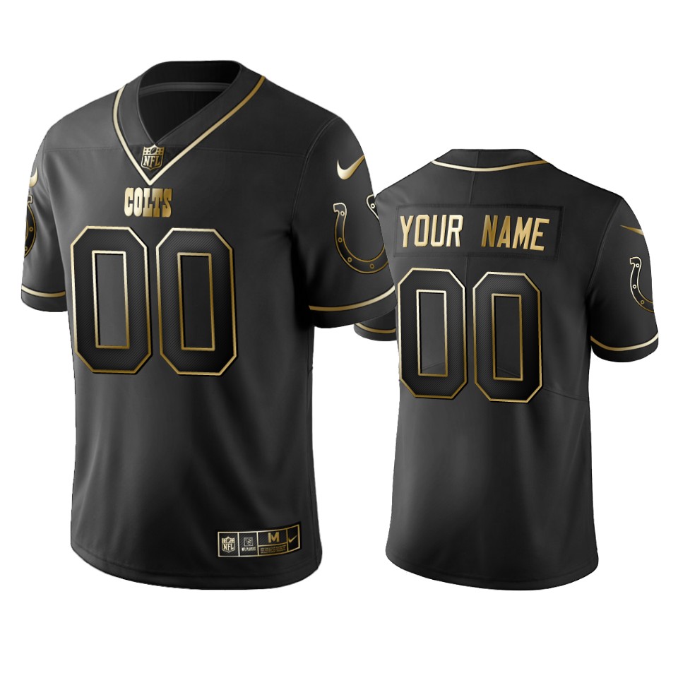 Indianapolis Colts Custom Stitched NFL Vapor Untouchable Limited Black Golden Jersey