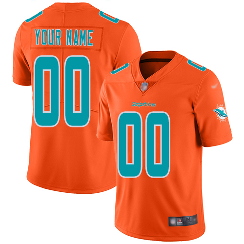 Men's Miami Dolphins Customized Orange Stitched Football Limited Inverted Legend Jersey