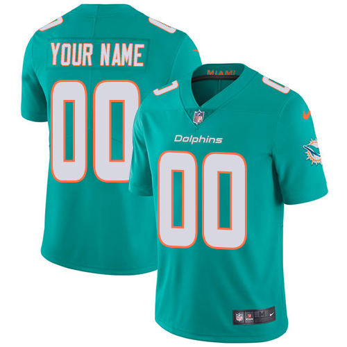 Youth Miami Dolphins Customized Aqua Green Team Color Stitched Vapor Untouchable Limited Football Jersey