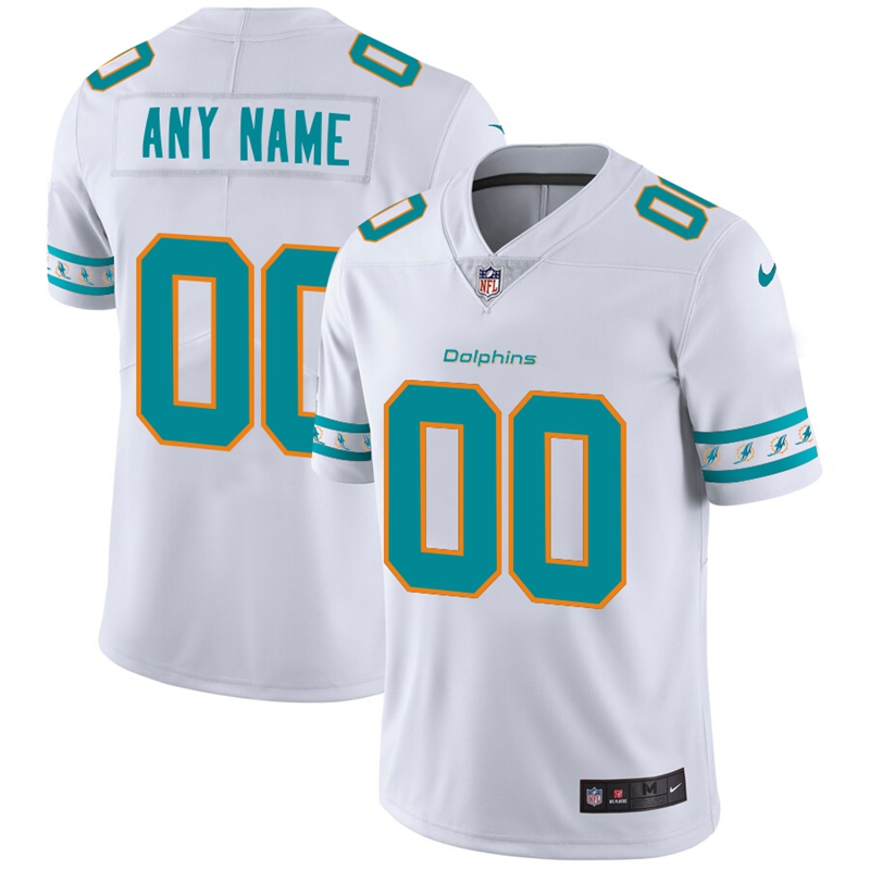 Miami Dolphins Custom White Team Logo Vapor Limited FootballJersey