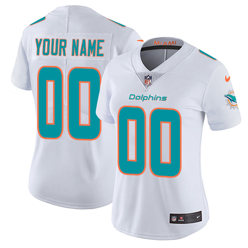 Women's Miami Dolphins Customized White Stitched Vapor Untouchable Limited Football Jersey