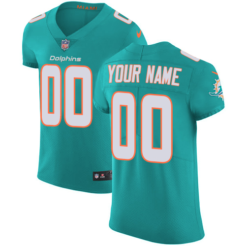 Men's  Miami Dolphins Customized Aqua Green Team Color Stitched Vapor Untouchable Elite Football Jersey