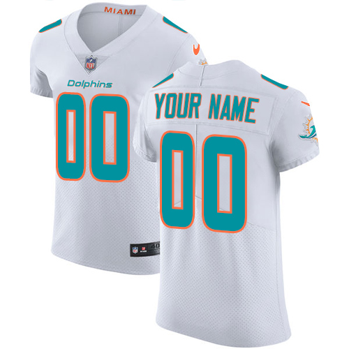 Men's Miami Dolphins Customized White Stitched Vapor Untouchable Elite Football Jersey