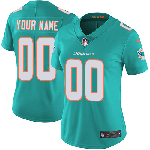 Women's Miami Dolphins Customized Aqua Green Team Color Stitched Vapor Untouchable Limited Football Jersey