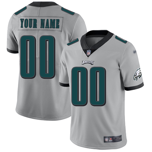 Men's Philadelphia Eagles Customized Silver Stitched Football Limited Inverted Legend Jersey