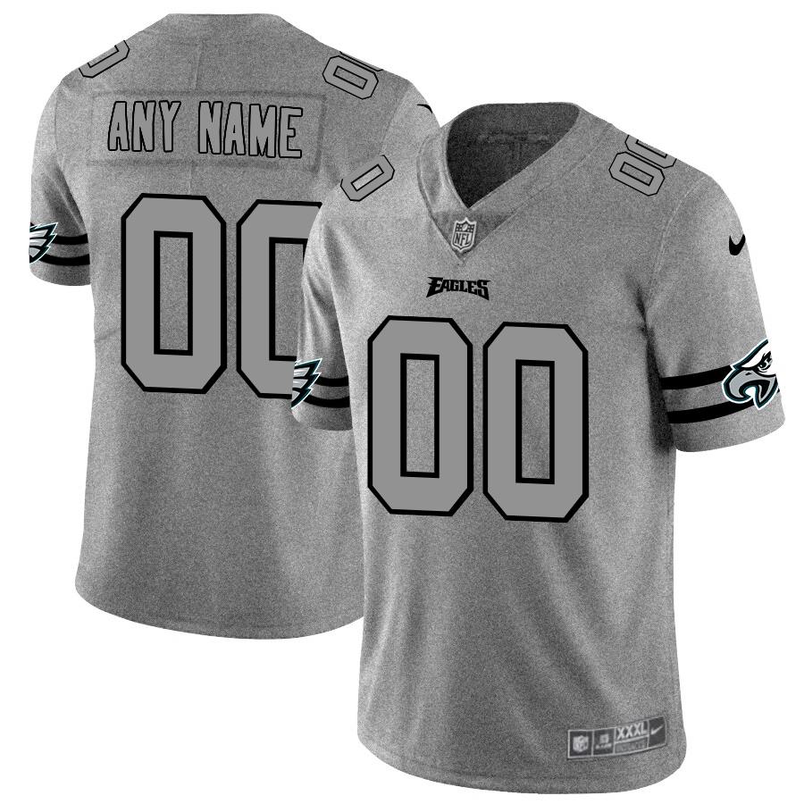Men's Philadelphia Eagles Custom Gray Gridiron II Vapor Untouchable Limited Football Jersey