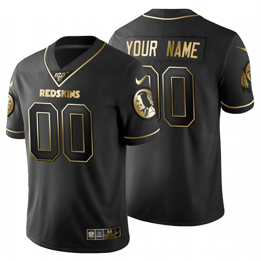 Men's Washington Redskins Custom Black Golden Limited Football 100 Jersey