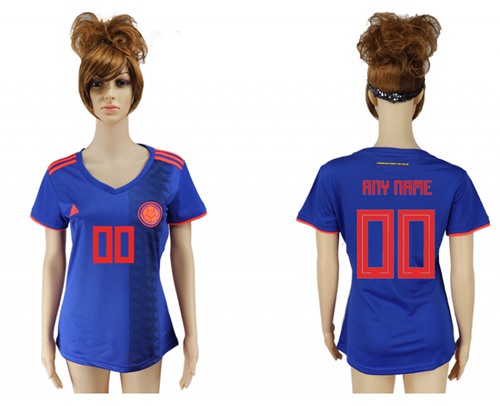 Women's Colombia Personalized Away Soccer Country Jersey