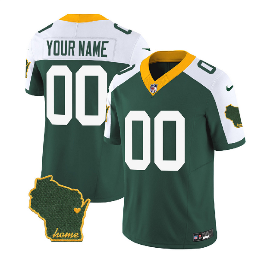 Men's Green/White Green Bay Packers ACTIVE PLAYER Custom 2023 F.U.S.E. Home Patch Vapor Untouchable Limited Stitched Jersey