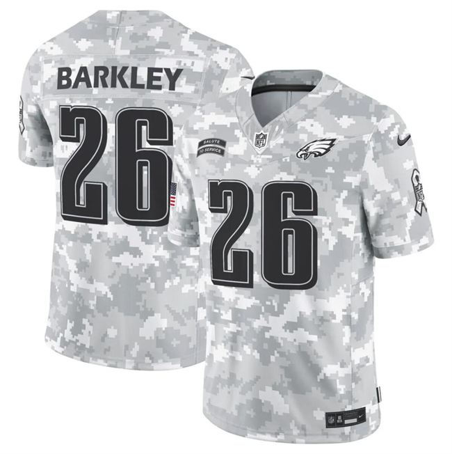Men's Arctic Camo Philadelphia Eagles #26 Saquon Barkley 2024 F.U.S.E Salute to Service Limited Stitched Football Jersey