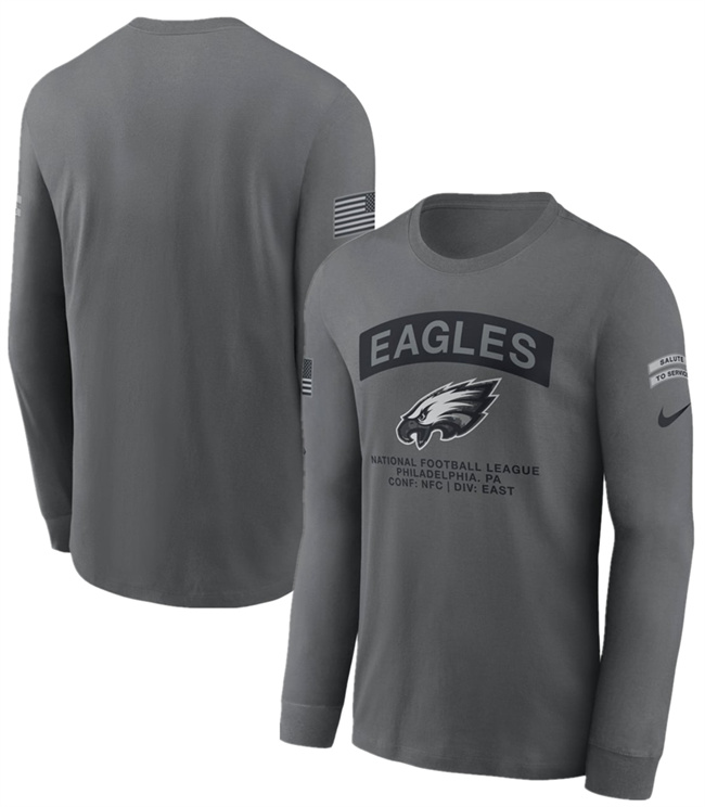 Men's Gray Philadelphia Eagles 2026 Salute to Service Long Sleeve T-Shirt