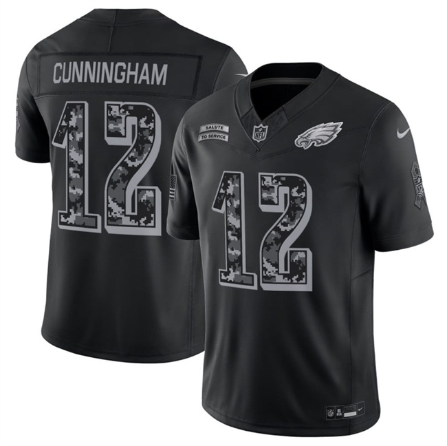 Men's Black Philadelphia Eagles #12 Randall Cunningham F.U.S.E. 2026 Salute to Service Limited Stitched Football Jersey
