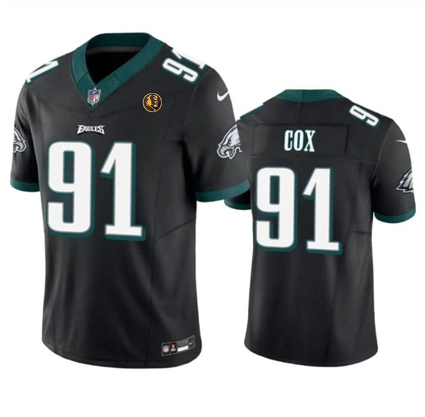 Men's Black Philadelphia Eagles #91 Fletcher Cox 2023 F.U.S.E. With John Madden Patch Vapor Limited Stitched Football Jersey