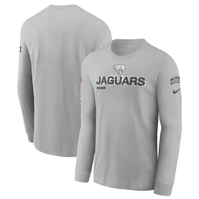 Men's Gray Jacksonville Jaguars 2024 Salute To Service Long Sleeve T-Shirt
