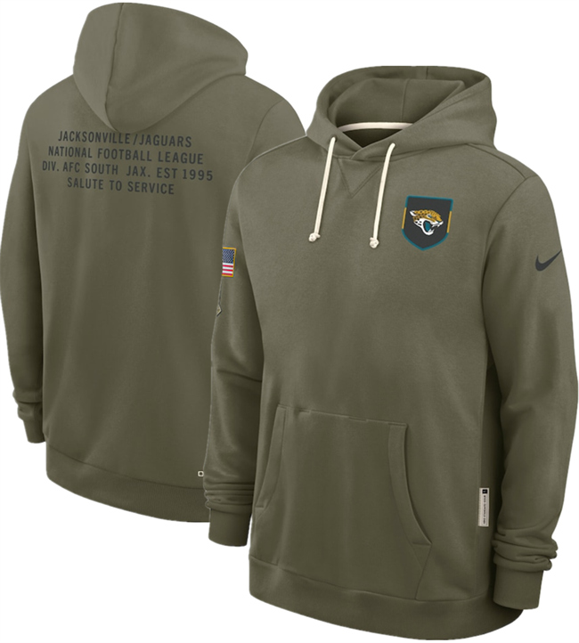 Men's Olive Jacksonville Jaguars 2025 Salute to Service Pullover Hoodie